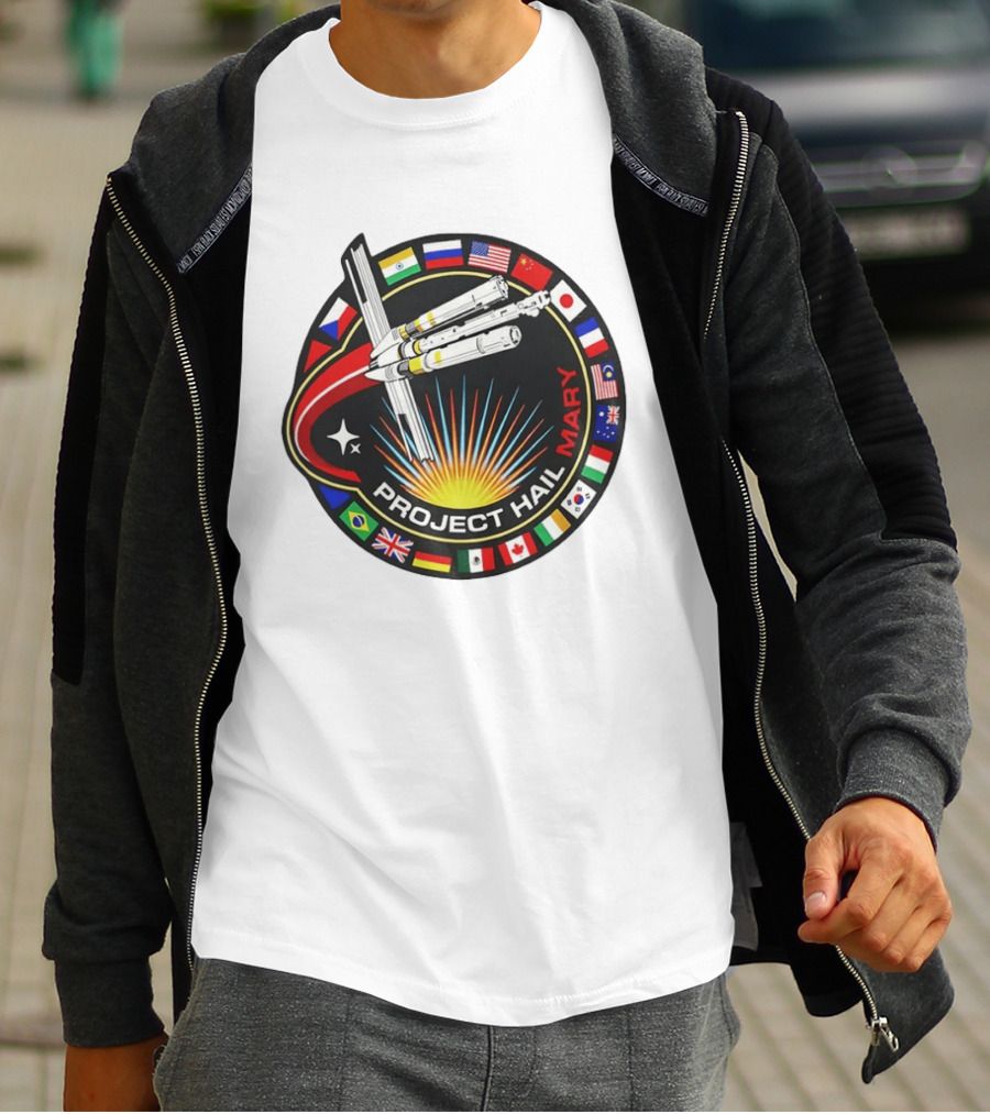 Project Hail Mary Ryland Grace Sci Fi Spacecraft Mission Flags T-Shirt
