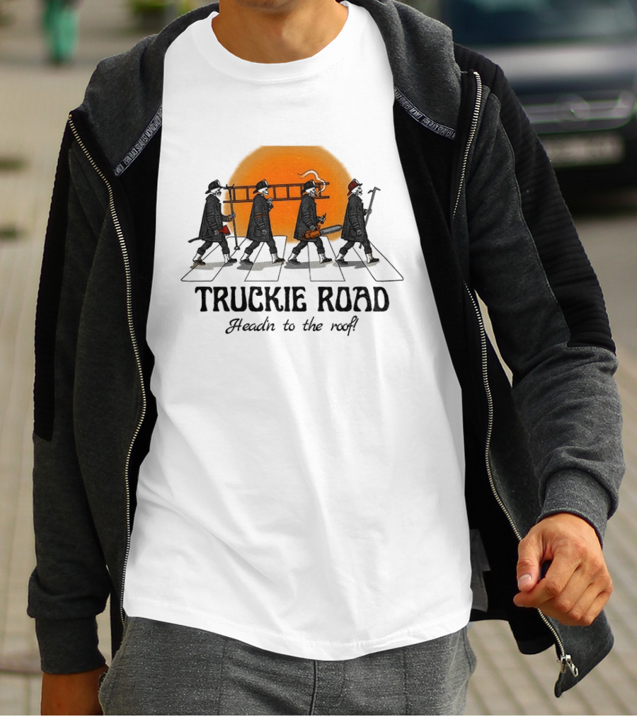 Truckie Road Firefighters Head'n To The Roof T-Shirt