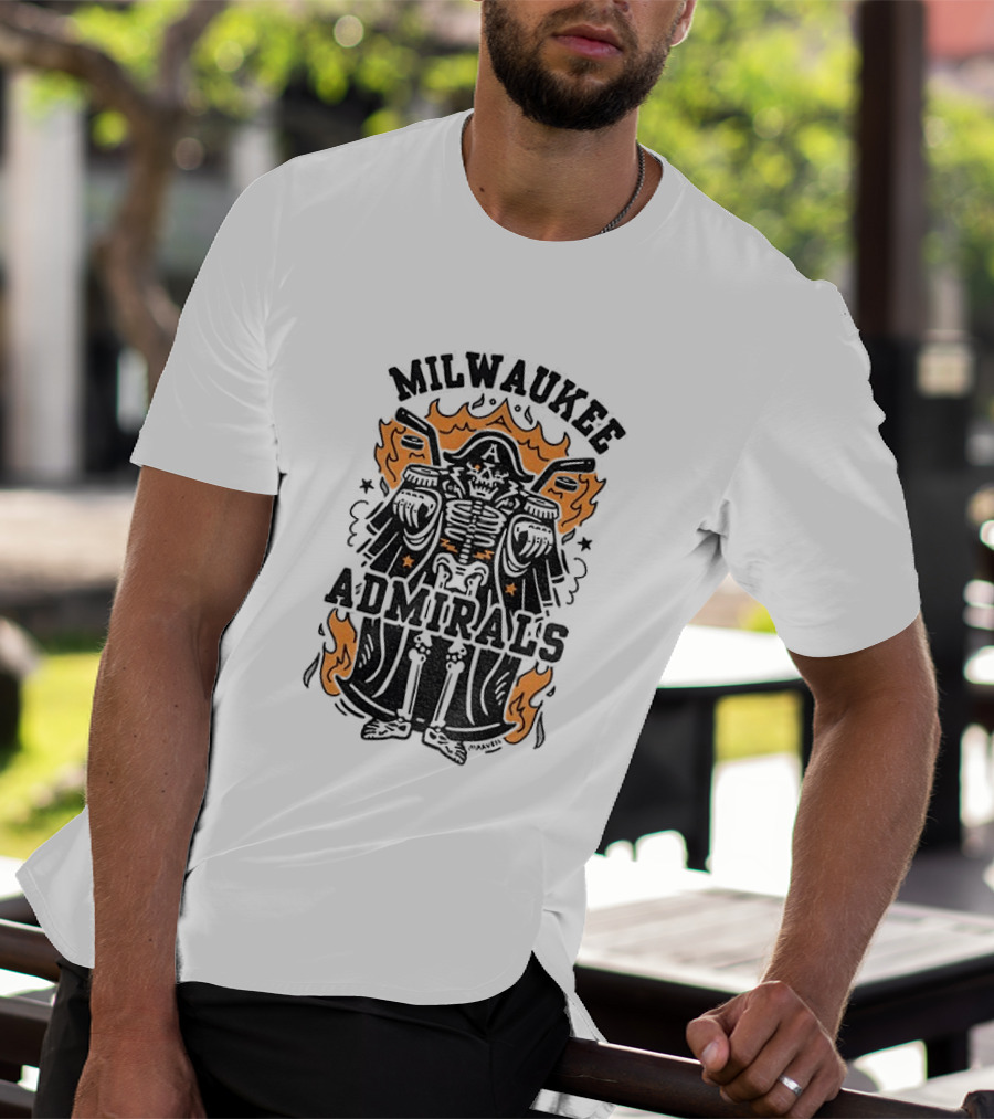 Milwaukee Admirals Skeleton Emblem Halloween T-Shirt