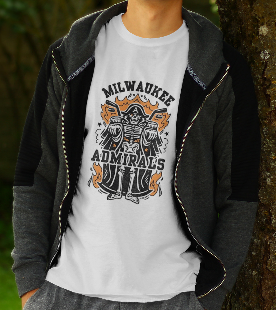 Milwaukee Admirals Skeleton Emblem Halloween T-Shirt