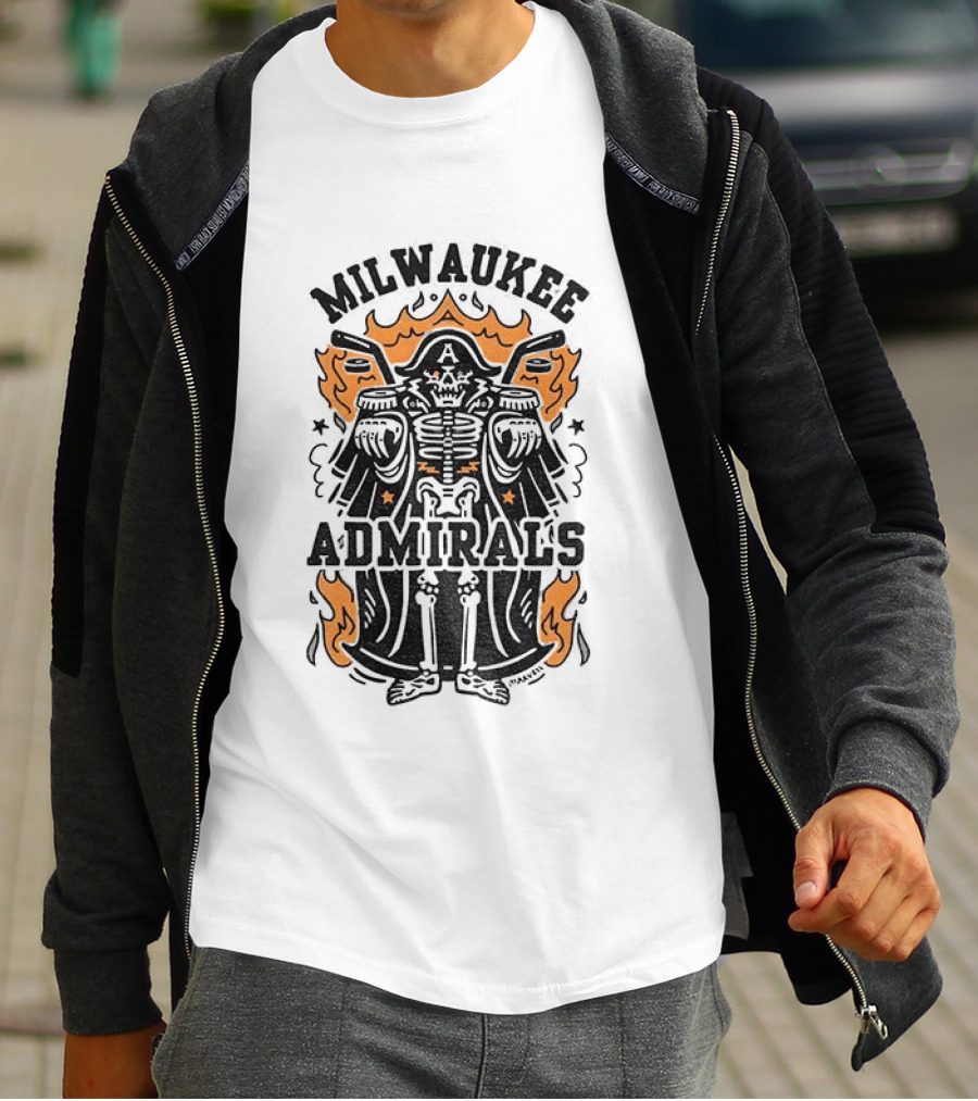 Milwaukee Admirals Skeleton Emblem Halloween T-Shirt