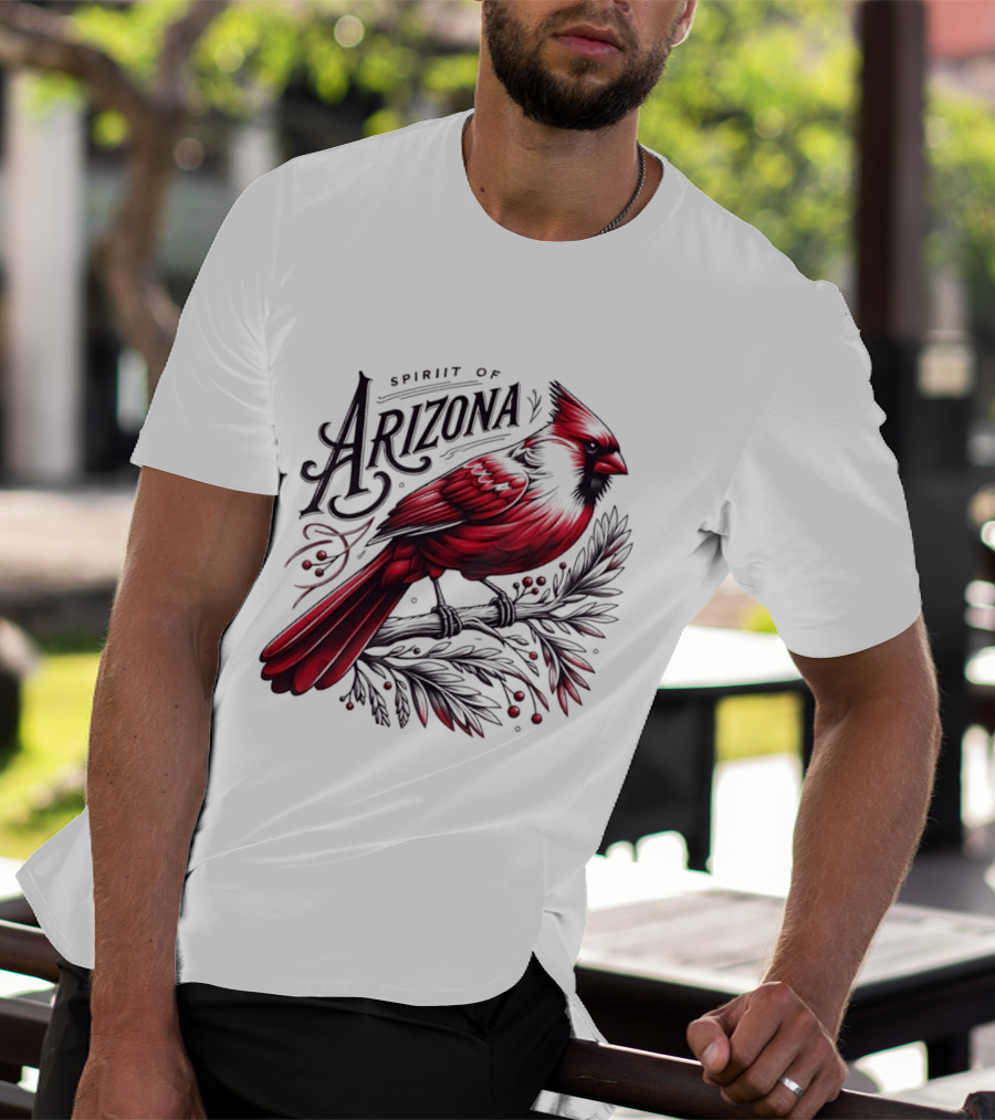 Arizona Red Cardinal Spirit Perched On Branch Berries T-Shirt