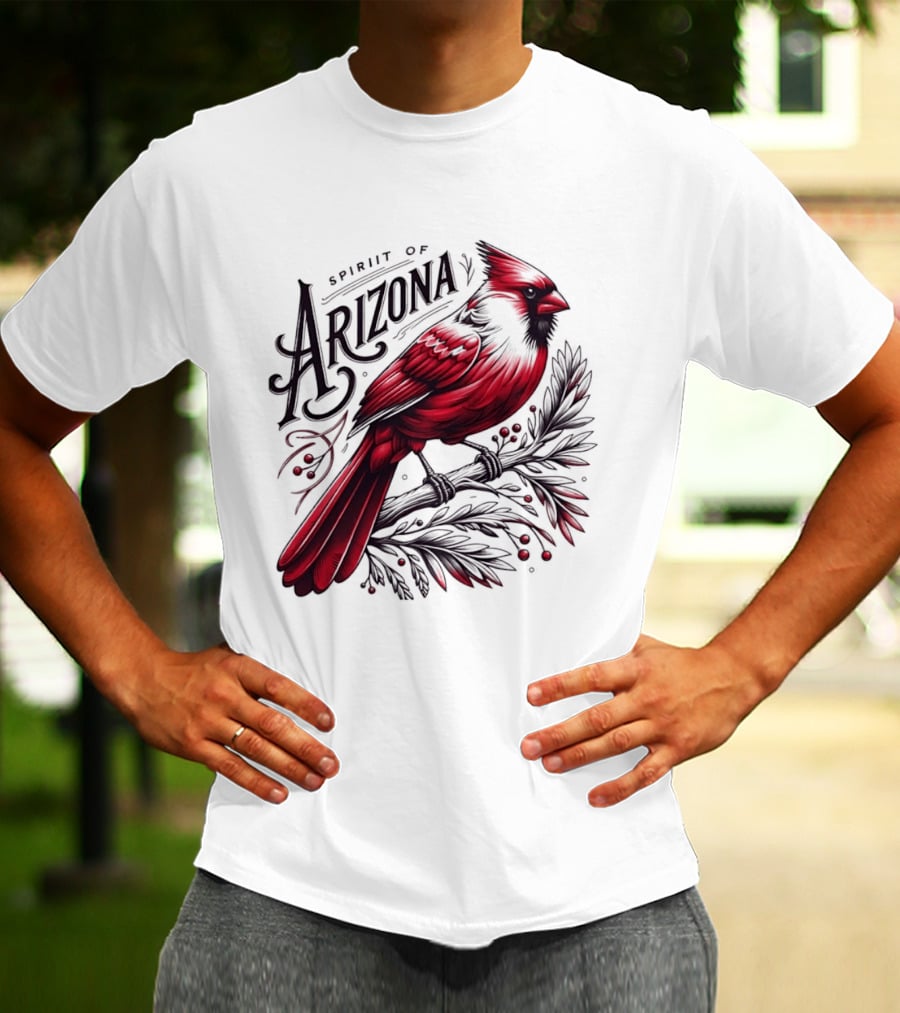Arizona Red Cardinal Spirit Perched On Branch Berries T-Shirt