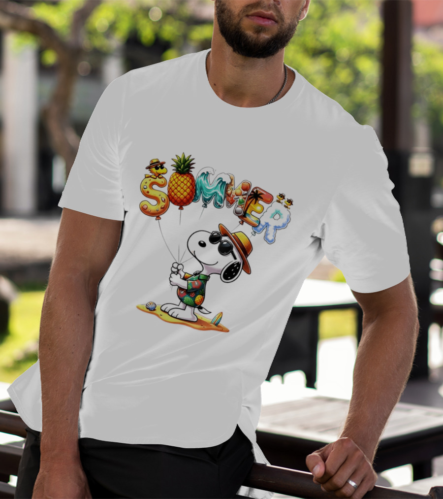 Snoopy Summer Sunglasses Pineapple Beach Balloons Fun T-Shirt