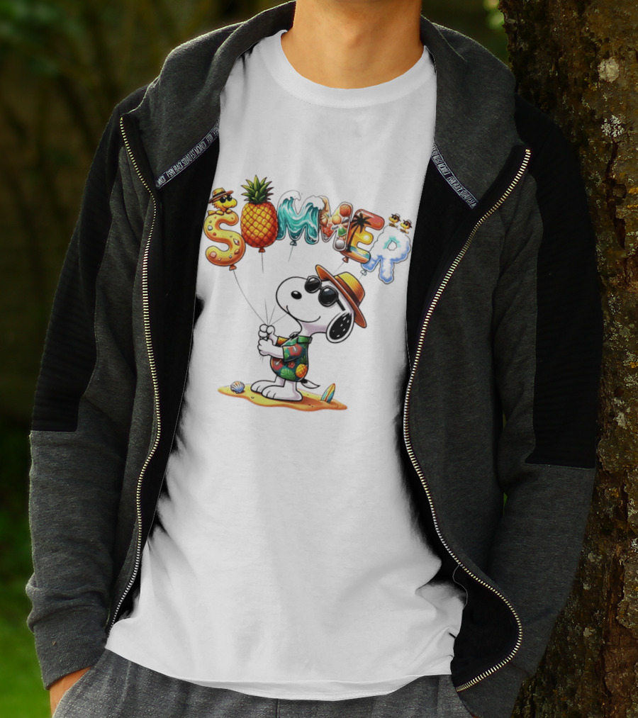 Snoopy Summer Sunglasses Pineapple Beach Balloons Fun T-Shirt