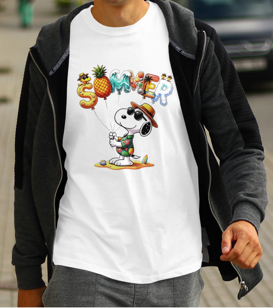 Snoopy Summer Sunglasses Pineapple Beach Balloons Fun T-Shirt