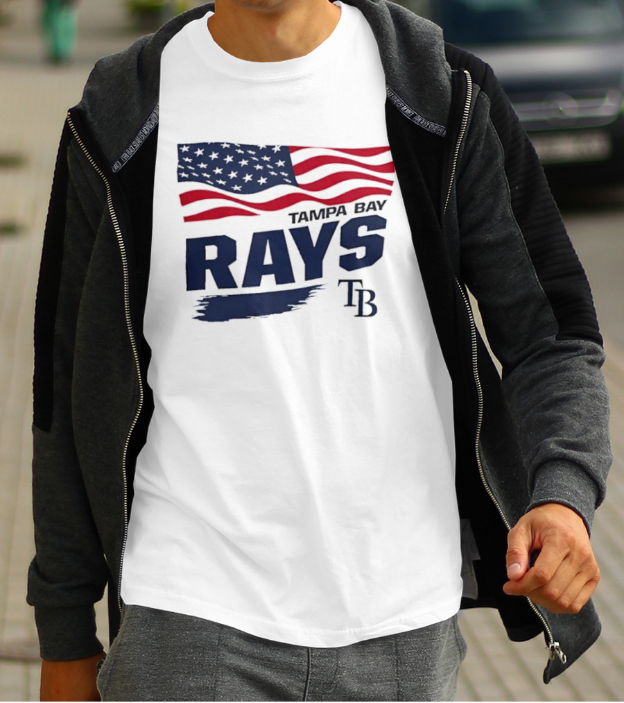 Tampa Bay Rays MLB American Flag Brush Stroke TB T-Shirt