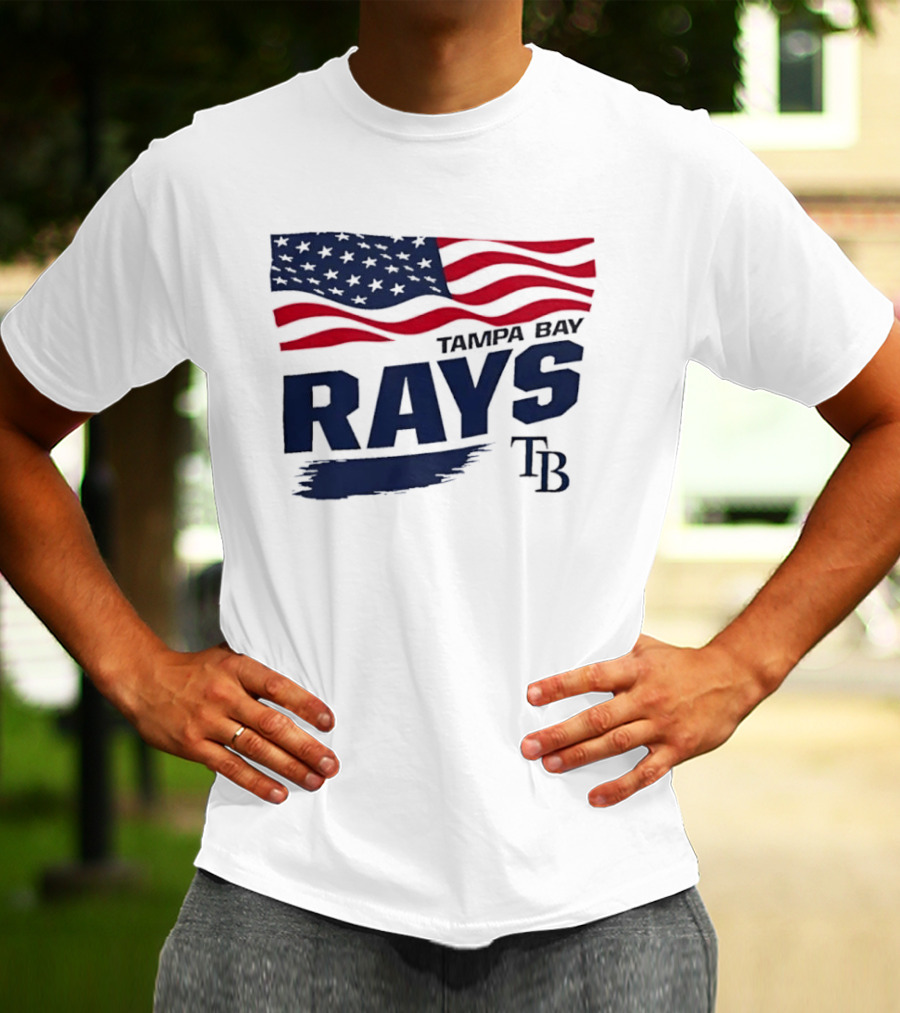Tampa Bay Rays MLB American Flag Brush Stroke TB T-Shirt