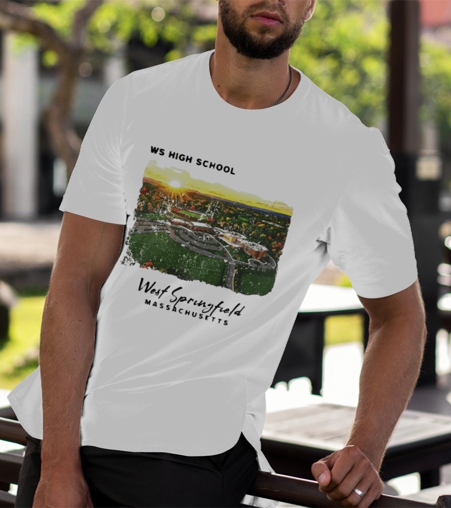 WS High School West Springfield Massachusetts Aerial Sunset Campus Landscape T-Shirt