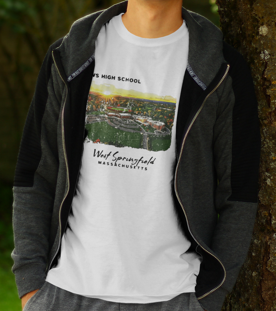 WS High School West Springfield Massachusetts Aerial Sunset Campus Landscape T-Shirt