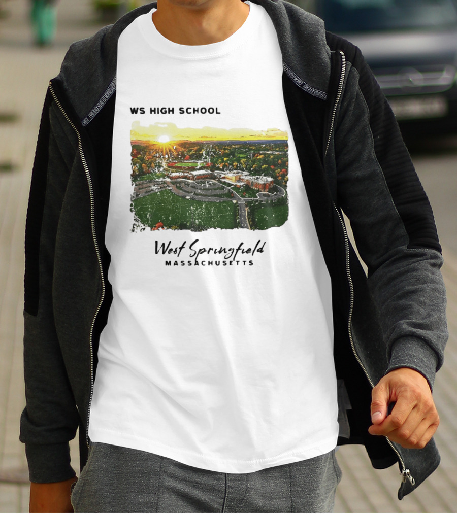 WS High School West Springfield Massachusetts Aerial Sunset Campus Landscape T-Shirt