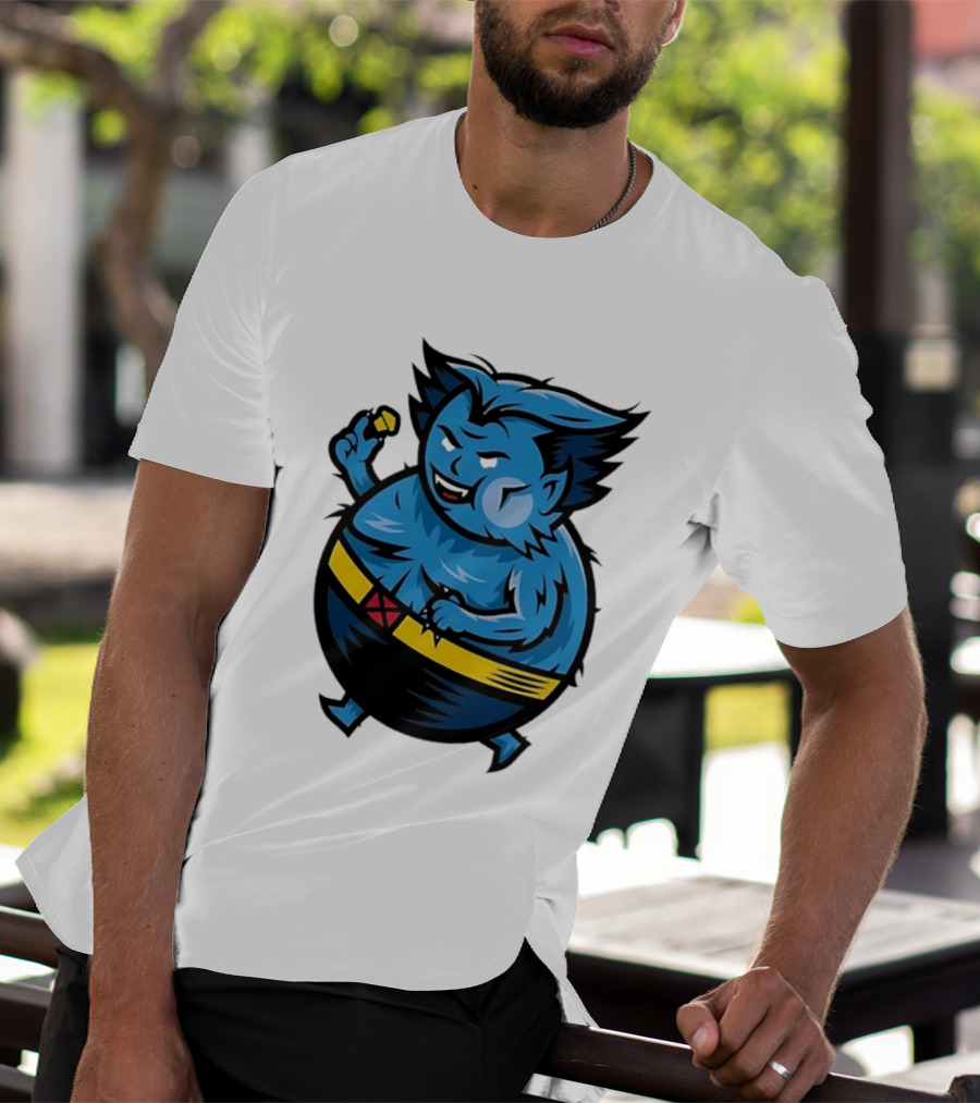 X Men Beast Caricature Cartoon Blue Character Cupcake T-Shirt