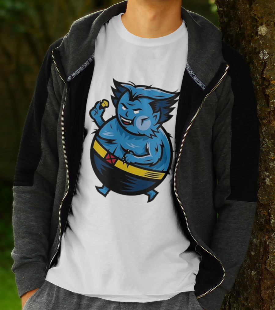 X Men Beast Caricature Cartoon Blue Character Cupcake T-Shirt