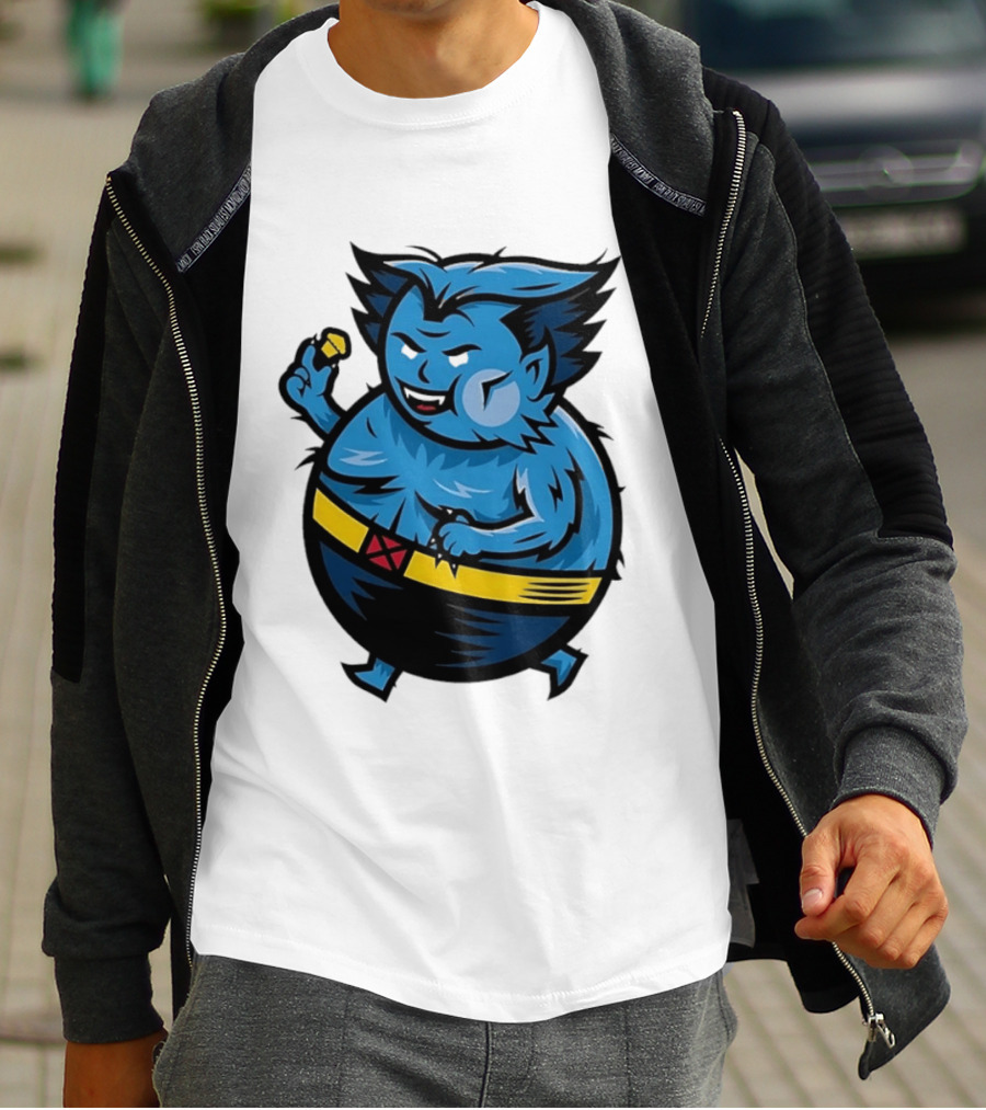 X Men Beast Caricature Cartoon Blue Character Cupcake T-Shirt