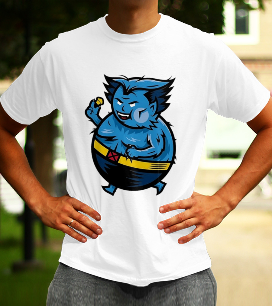 X Men Beast Caricature Cartoon Blue Character Cupcake T-Shirt