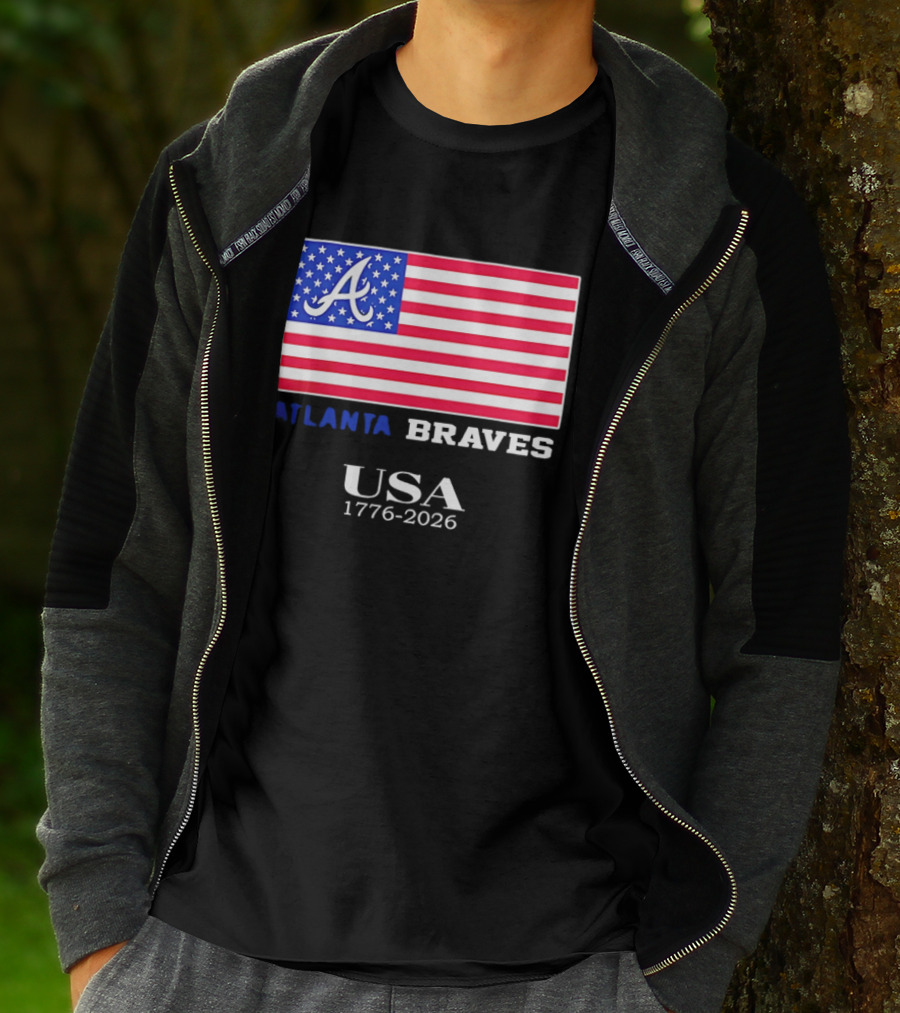 Atlanta Braves USA 1776 2026 American Flag Script A T-Shirt