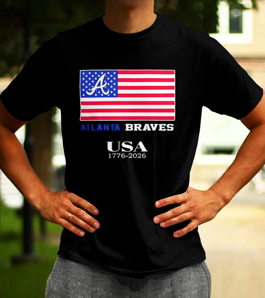Atlanta Braves USA 1776 2026 American Flag Script A T-Shirt