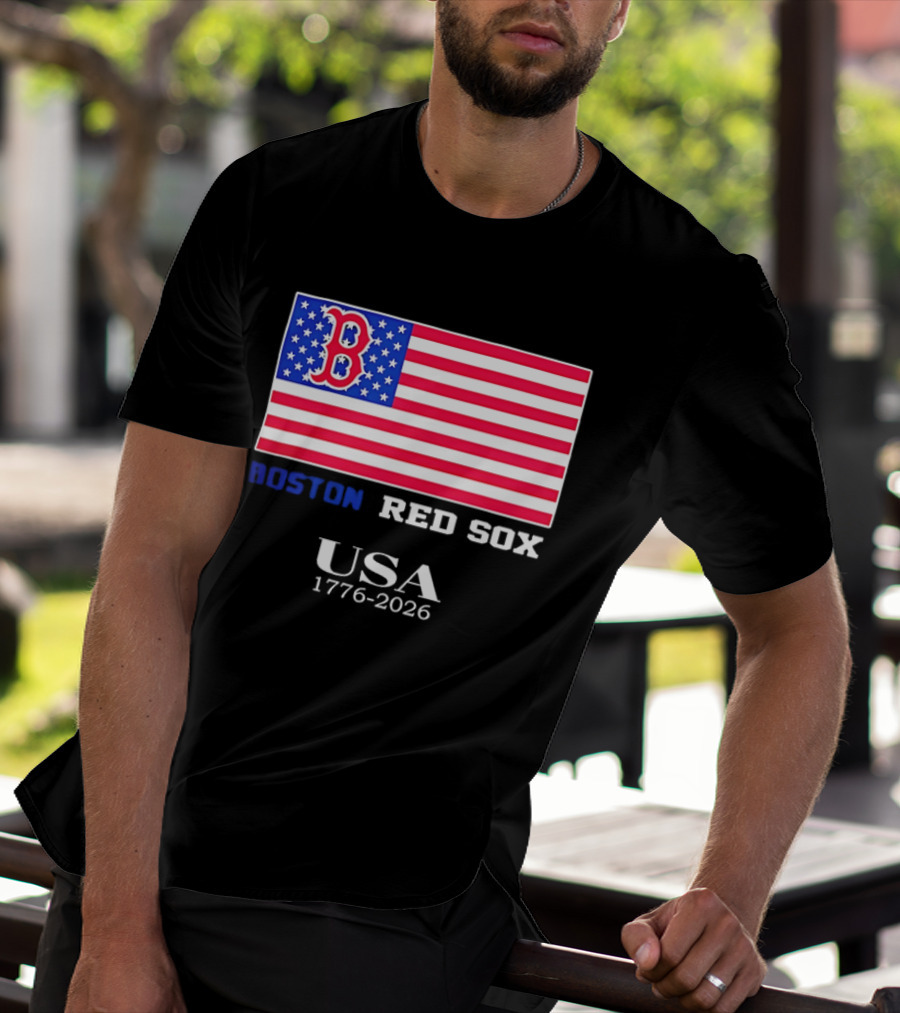 Boston Red Sox USA 1776 2026 American Flag White Stars T-Shirt