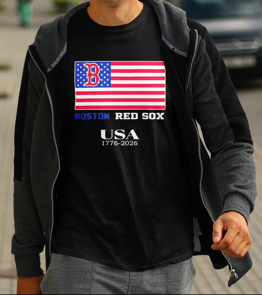Boston Red Sox USA 1776 2026 American Flag White Stars T-Shirt
