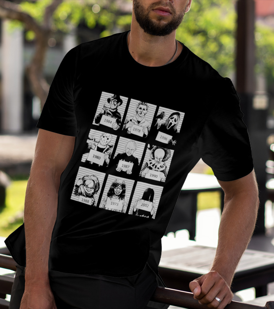 Horror Movie Villain Shot Infamous Characters Collage T-Shirt