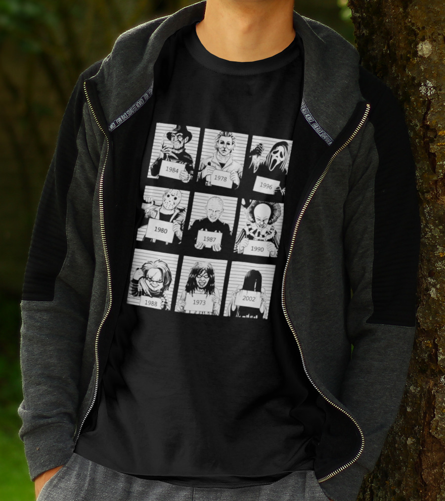 Horror Movie Villain Shot Infamous Characters Collage T-Shirt