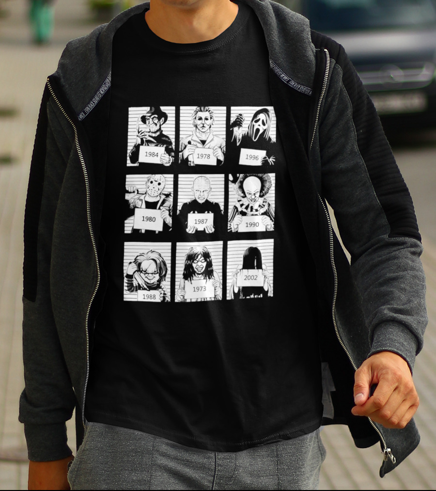 Horror Movie Villain Shot Infamous Characters Collage T-Shirt