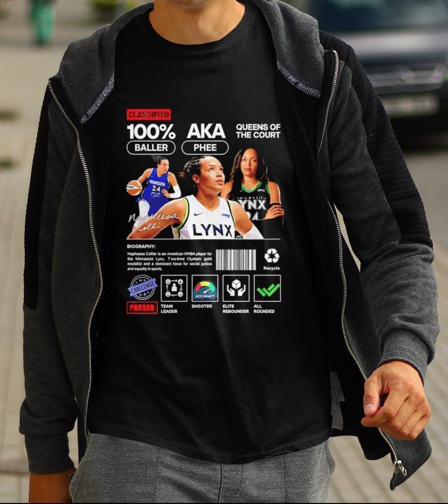 Napheesa Collier Minnesota Lynx 100% Baller AKA Phee Queens Of The Court T-Shirt