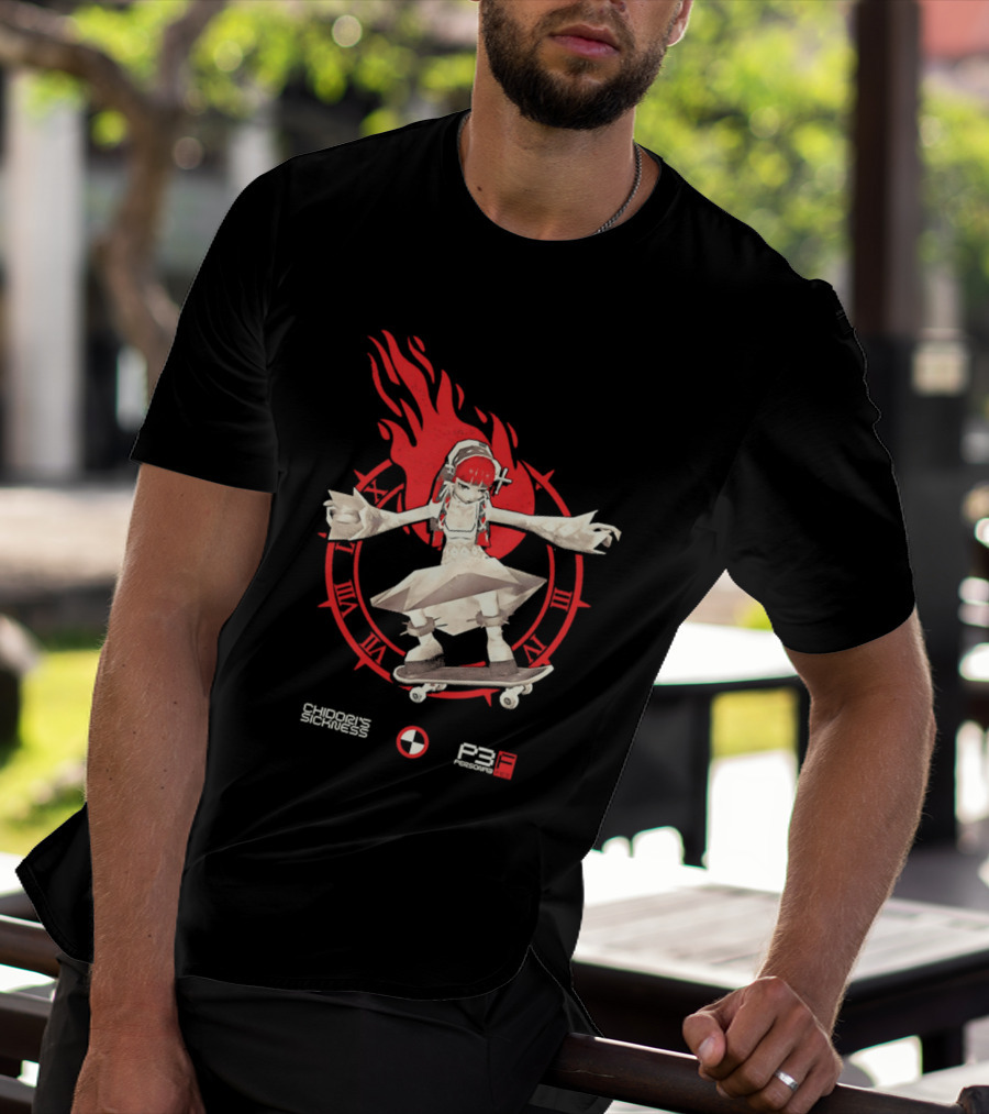 Chidoris Sickness Persona3 Fes P3F Flame Skater T-Shirt