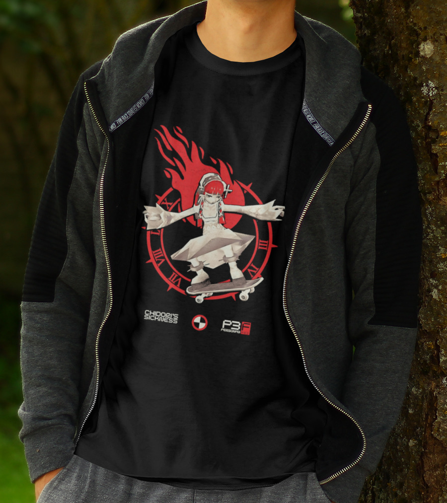 Chidoris Sickness Persona3 Fes P3F Flame Skater T-Shirt