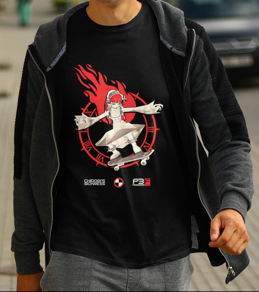 Chidoris Sickness Persona3 Fes P3F Flame Skater T-Shirt