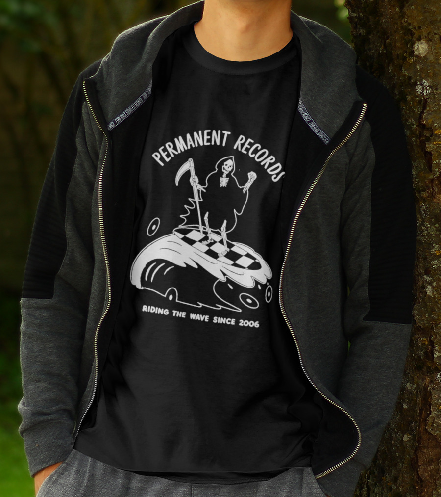 Permanent Records Grim Reaper Riding The Wave Since 2006 T-Shirt