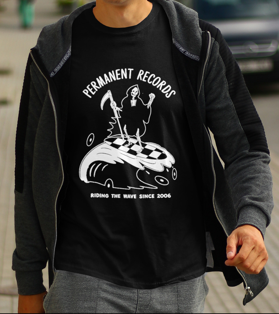 Permanent Records Grim Reaper Riding The Wave Since 2006 T-Shirt