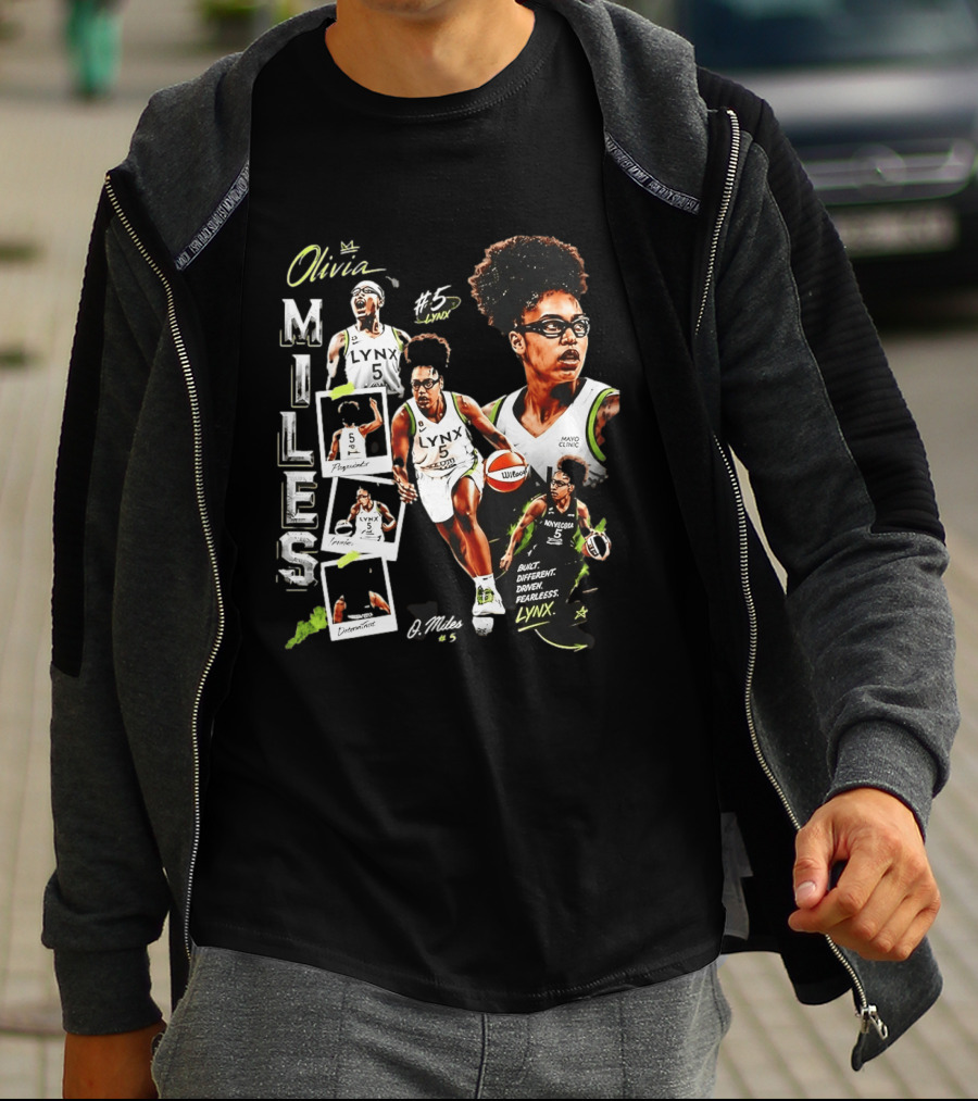 Olivia Miles No 5 Minnesota Lynx Fearless Driven Determined T-Shirt