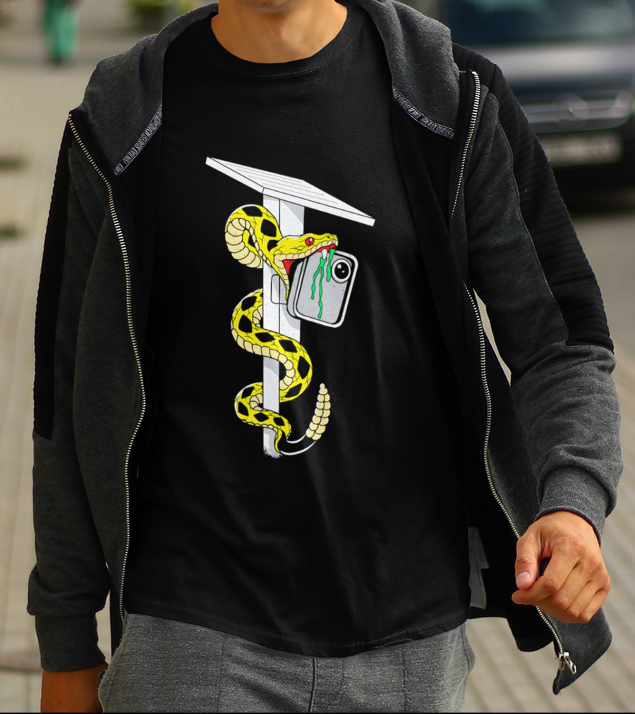 Don't Tread Flock Yellow Snake Wrapped Around Graduation Cap With ID T-Shirt