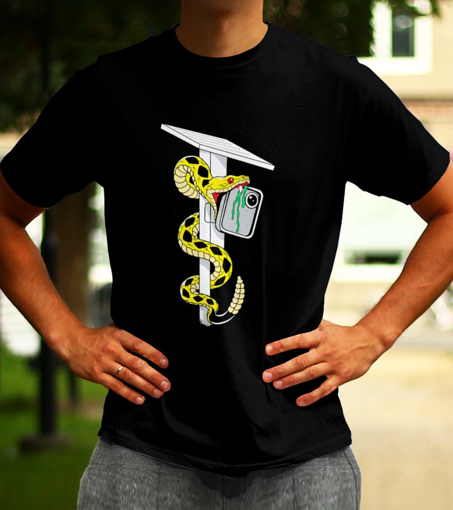 Don't Tread Flock Yellow Snake Wrapped Around Graduation Cap With ID T-Shirt