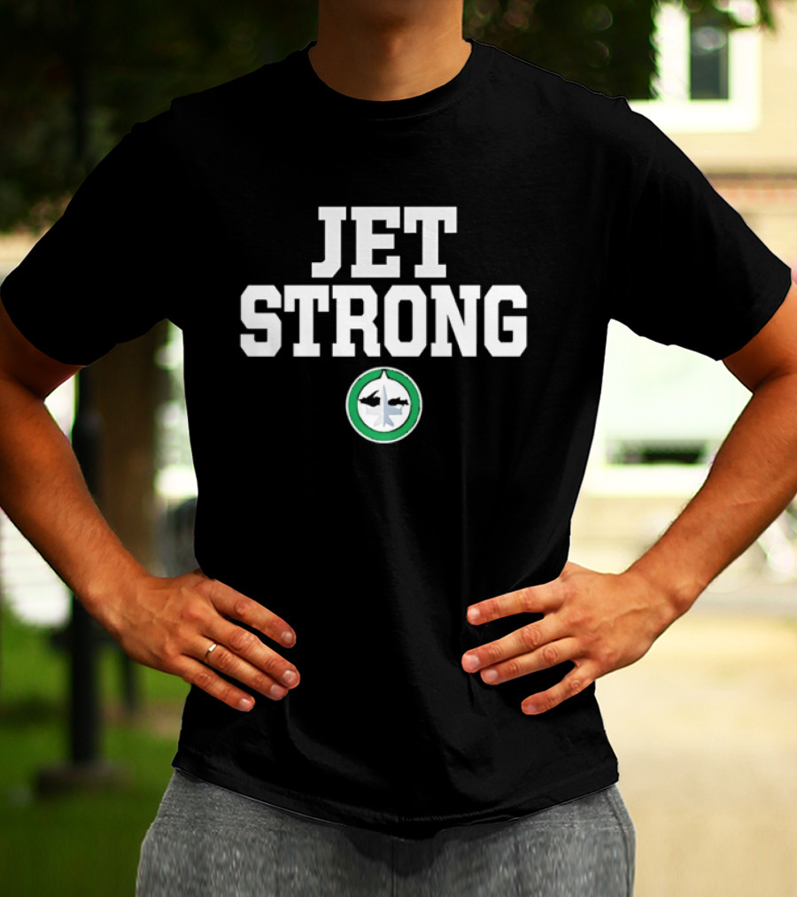 JET STRONG Dark Green Circular Fighter Aircraft T-Shirt