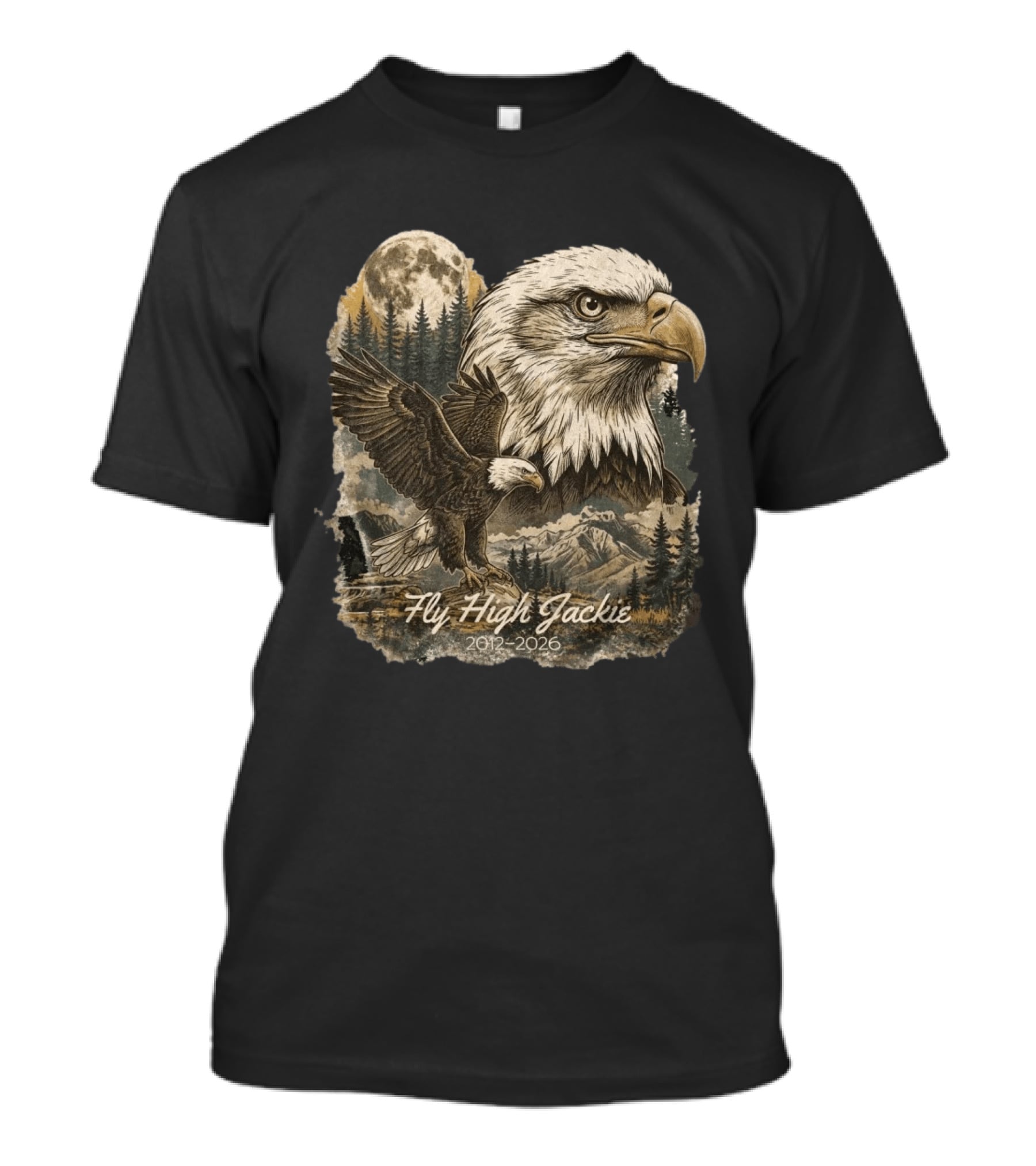 Fly High Jackie 2012 2026 Memorial Bald Eagle Nature Scene T-Shirt