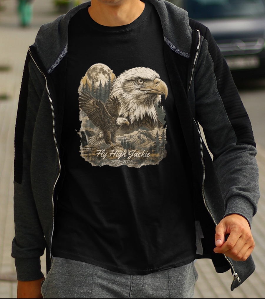 Fly High Jackie 2012 2026 Memorial Bald Eagle Nature Scene T-Shirt