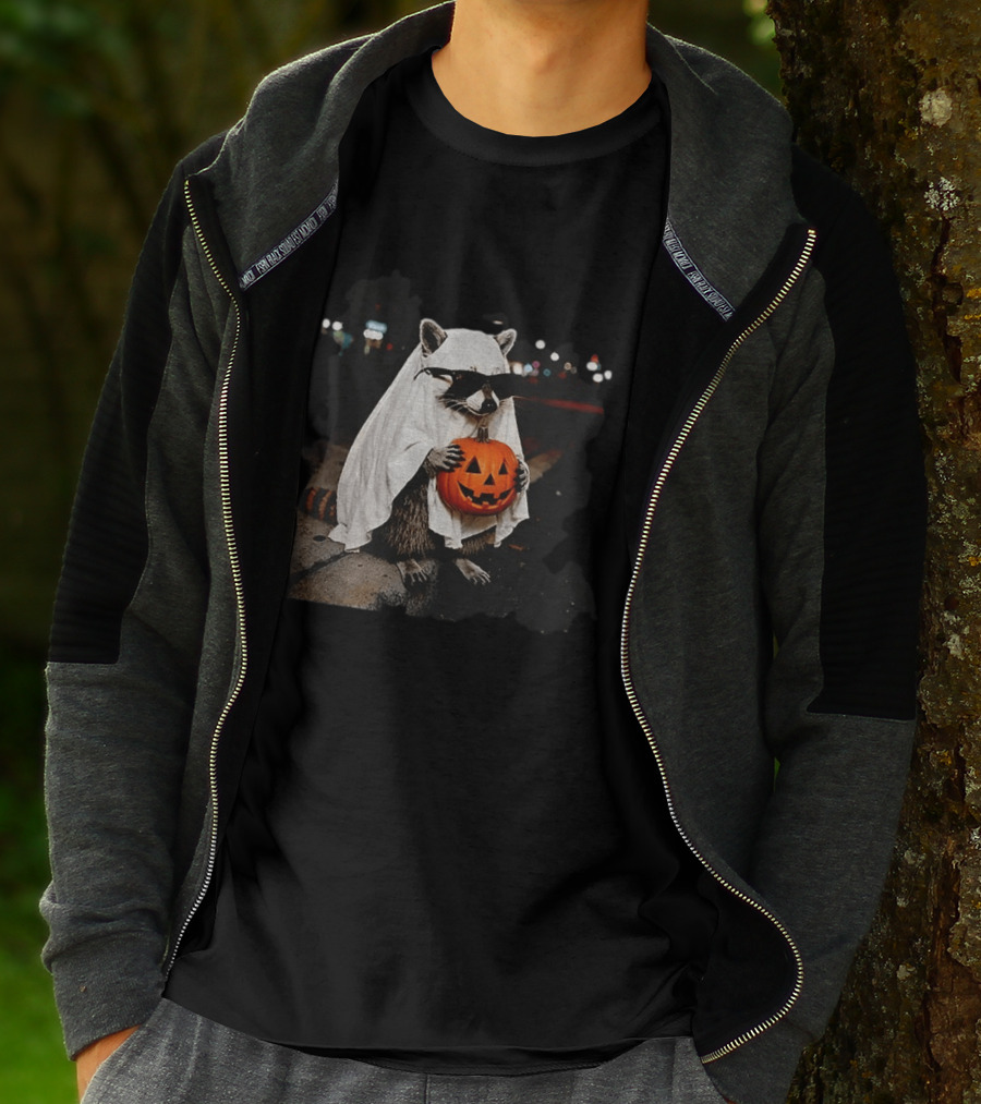 Raccoon Ghost Trick Or Treat Spooky Season Halloween T-Shirt