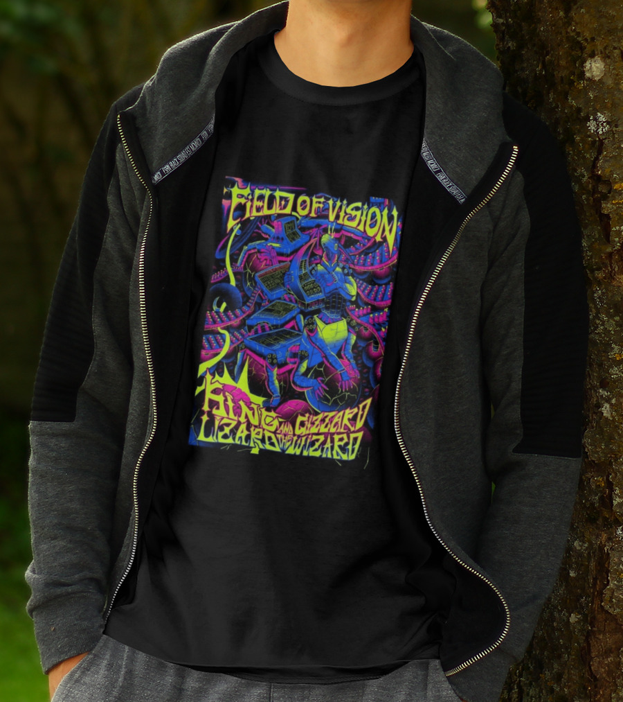 King Gizzard And The Lizard Wizard 2026 Field Of Vision Neon Psychedelic Robot T-Shirt