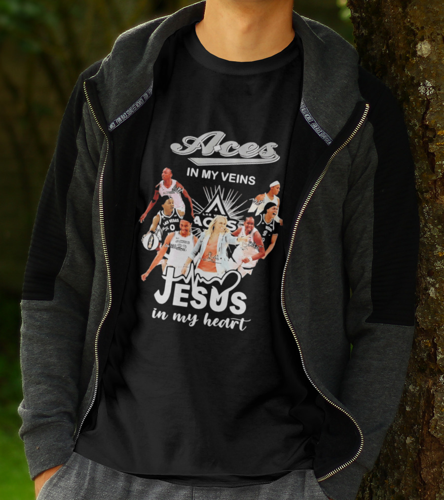 Las Vegas Aces In My Veins Jesus In My Heart WNBA 2026 T-Shirt