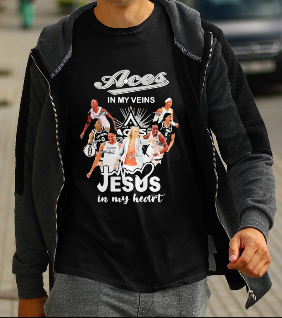 Las Vegas Aces In My Veins Jesus In My Heart WNBA 2026 T-Shirt