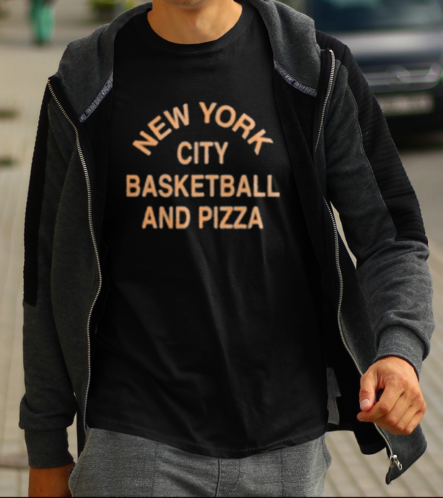 Local Hoops Heavy Indigo New York City Basketball And Pizza T-Shirt