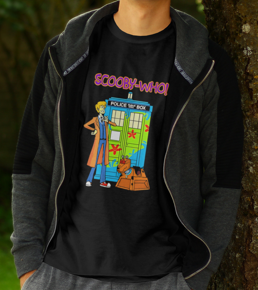 Scooby Who Shaggy Tenth Doctor Mystery Machine Painted Tardis K9 Robot T-Shirt