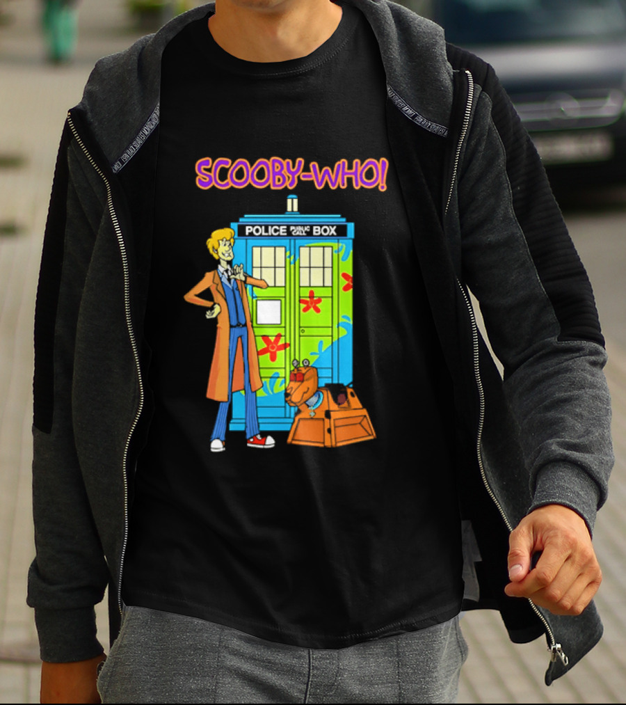 Scooby Who Shaggy Tenth Doctor Mystery Machine Painted Tardis K9 Robot T-Shirt