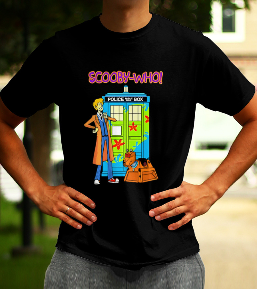 Scooby Who Shaggy Tenth Doctor Mystery Machine Painted Tardis K9 Robot T-Shirt
