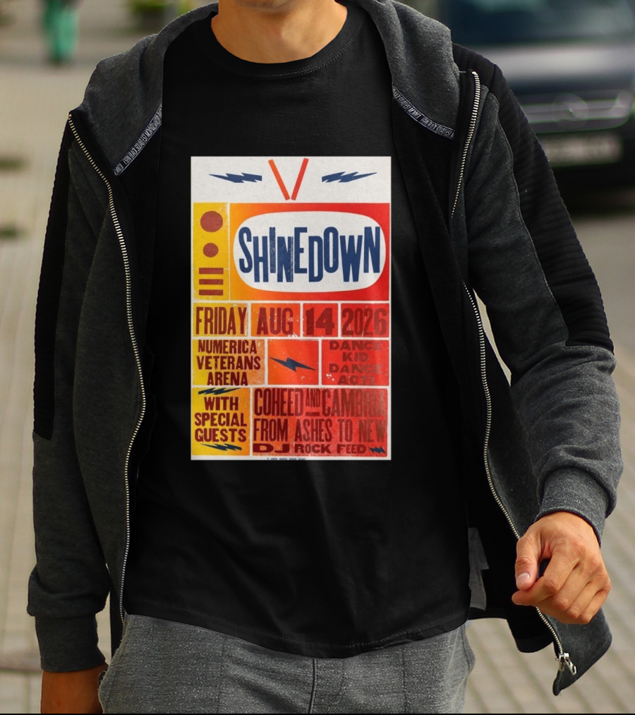 Shinedown Aug 14 2026 Numerica Veterans Arena With Coheed And Cambria And From Ashes To New T-Shirt