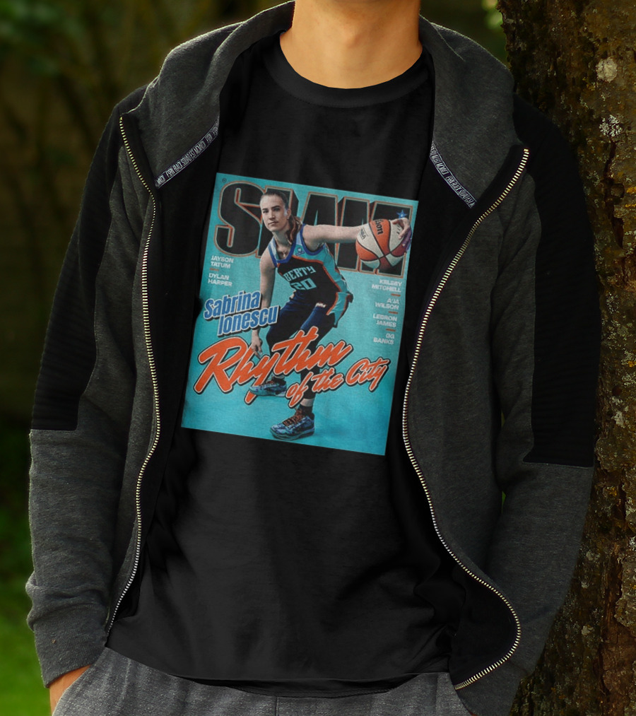 Slam Cover 264 Sabrina Ionescu Rhythm Of The City Liberty Basketball T-Shirt