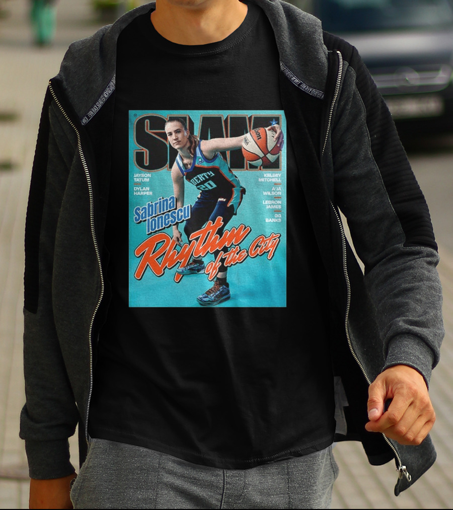 Slam Cover 264 Sabrina Ionescu Rhythm Of The City Liberty Basketball T-Shirt