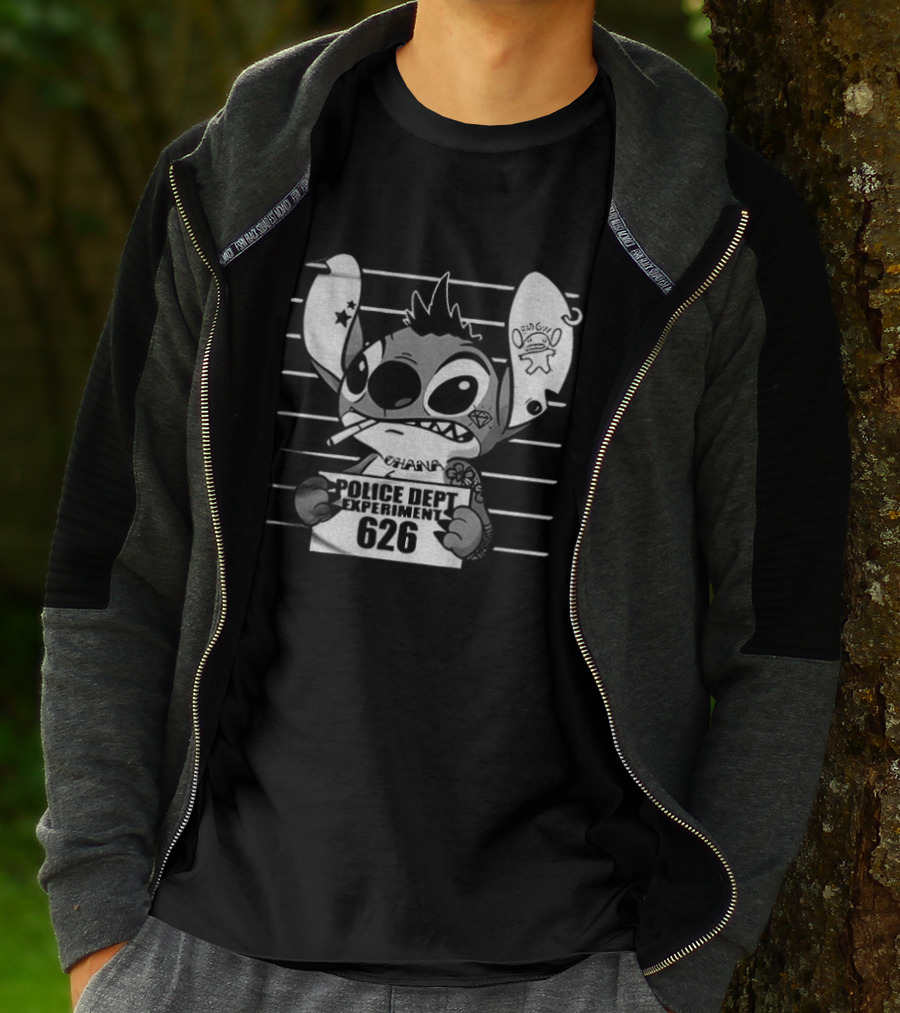 Bad Guy Experiment 626 Police Dept Shot Stitch T-Shirt